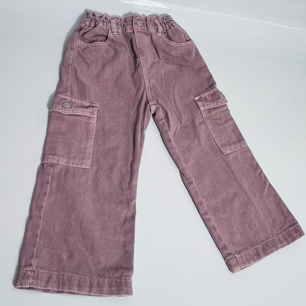 Zara Pocket Denim Cargo Pants Purple Size 2-3 Years